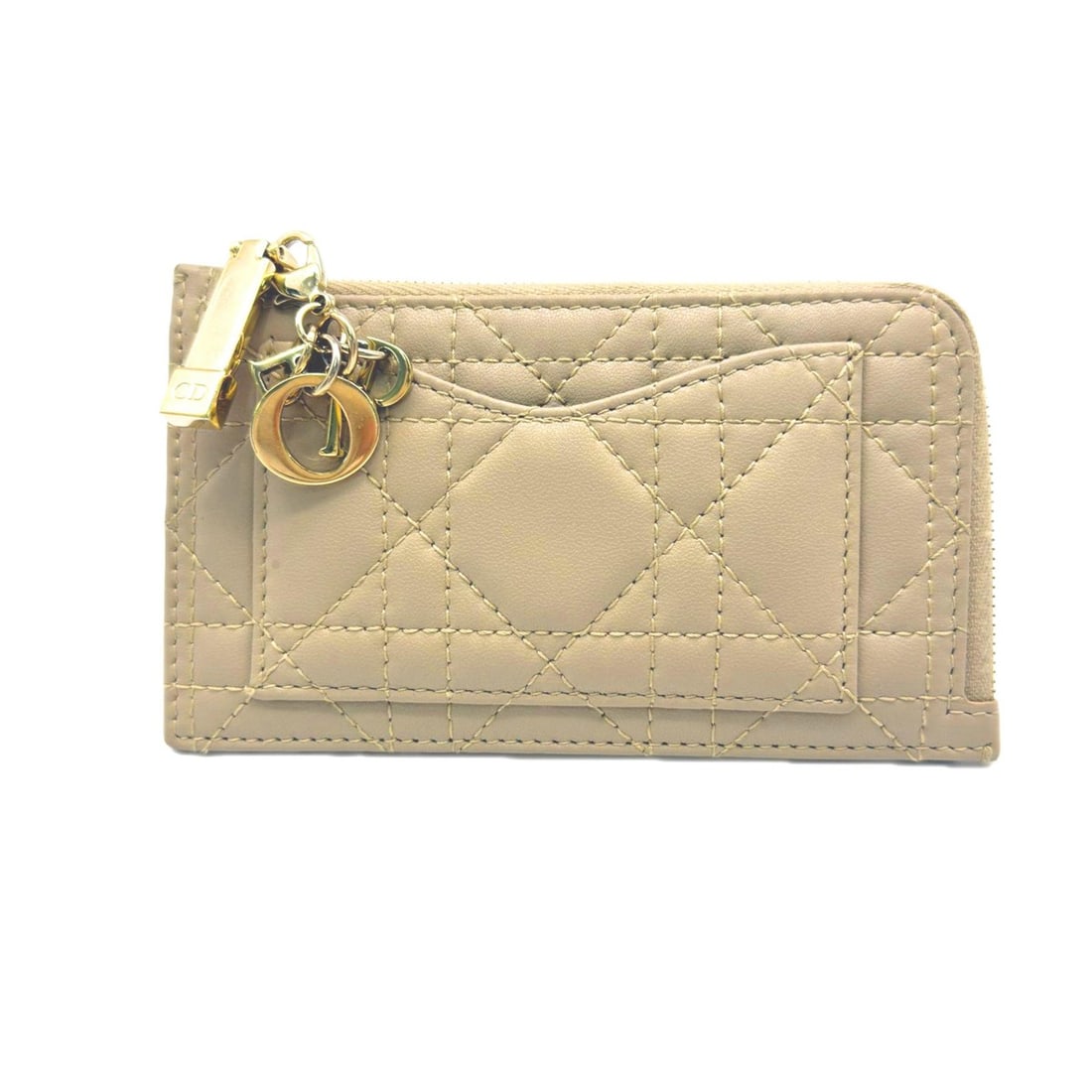 Christian Dior Cannage Lambskin Lady Cosmos Zip Card Holder S0965ONMJ Wallet/Coin Case Beige Women's: --- Catalog ---Category: SizeSize (HxWxD): 8cm x 13.5cm x 1.5cm / 3.14'' x 5.31'' x 0.59''Category: DesignType: Coin purse/coin caseColor: BeigeGender: WomenClosure: ZipperMaterial: Leather Leather/Fu