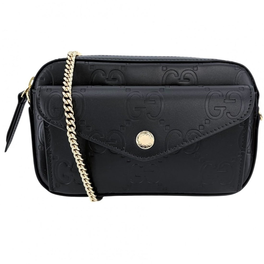 Gucci Super Mini Chain Shoulder Bag for Men, Bag, Crossbody GUCCI 781554, Leather, Black, Gold: --- Catalog ---Category: SizeSize (HxWxD): 11cm x 18cm x 3.5cm / 4.33'' x 7.08'' x 1.37''Category: DesignType: Shoulder bagColor: BlackGender: MenMaterial: Leather Category: GeneralBrand: Gucci--- Ite