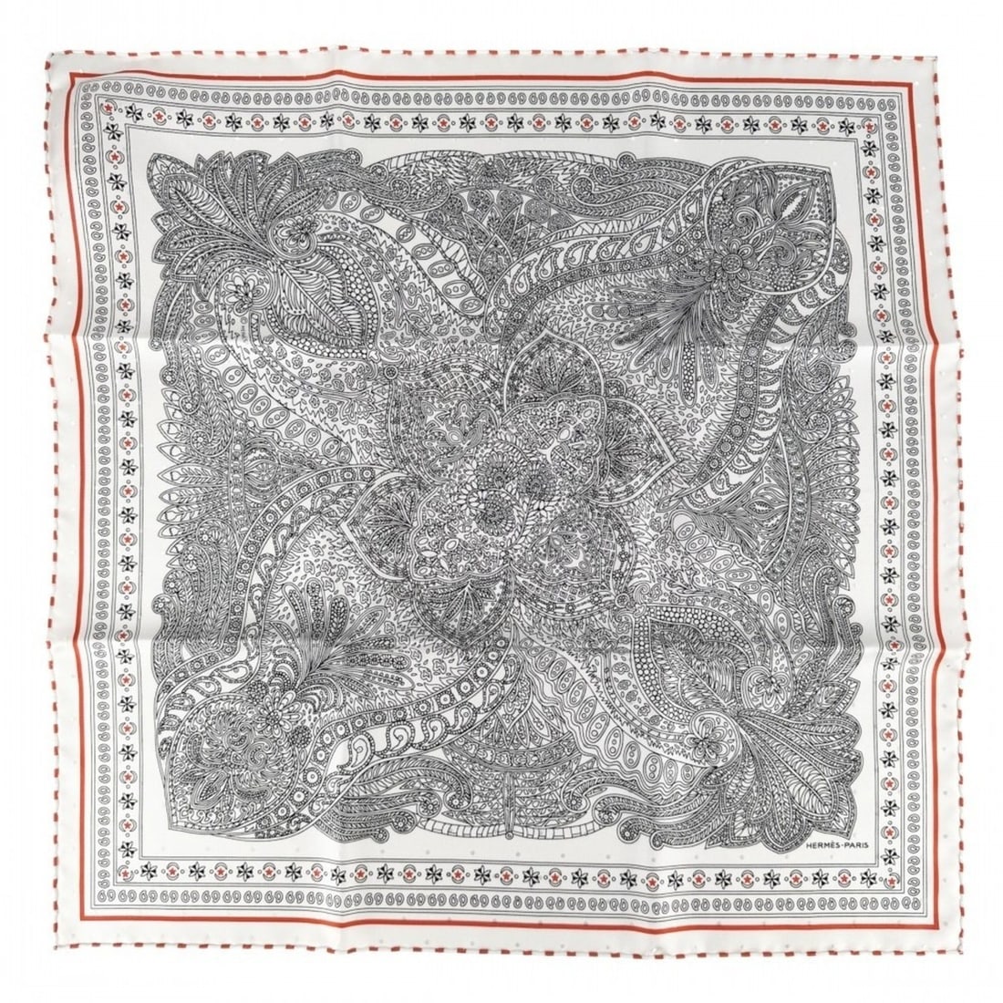 Hermes scarf/muffler for women, Carre 55 "Le Jardin de la Mahara" bandana, fashion item, silk,: --- Catalog ---Category: SizeSize (LxW): 55cm x 55cm / 21.65'' x 21.65''Category: DesignType: ScarfColor: Black, WhiteGender: WomenMaterial: Silk 100%Category: GeneralBrand: Hermes--- Item List ---Sec