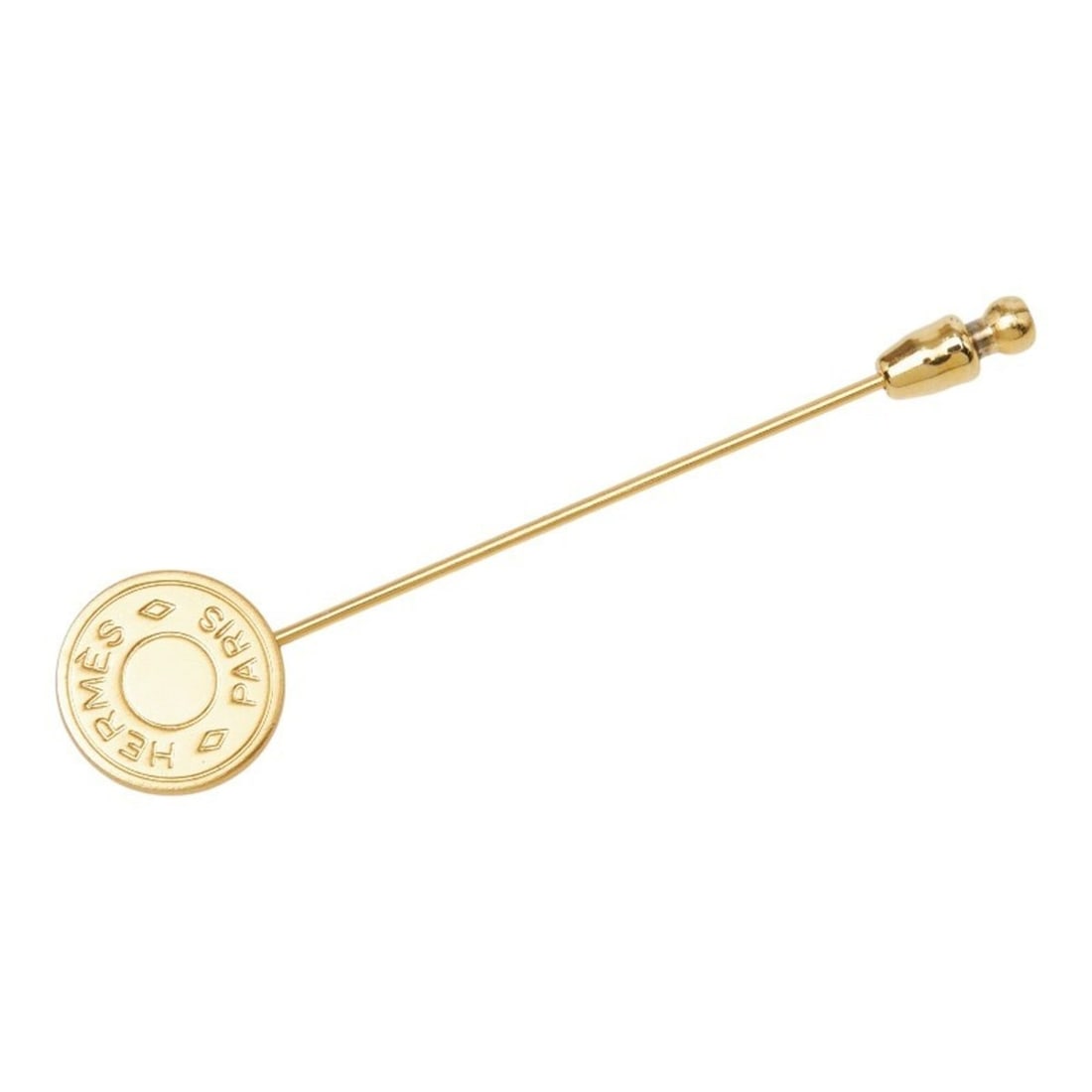 Hermes Sellier Pin Brooch, Gold Plated, Women's: --- Catalog ---Category: SizeSize (HxWxD): 6.61cm x 1.43cm / 2.6'' x 0.56''Category: DesignType: Pin broochColor: GoldGender: WomenCategory: GeneralBrand: Hermes--- Item List ---Section: ConditionRank