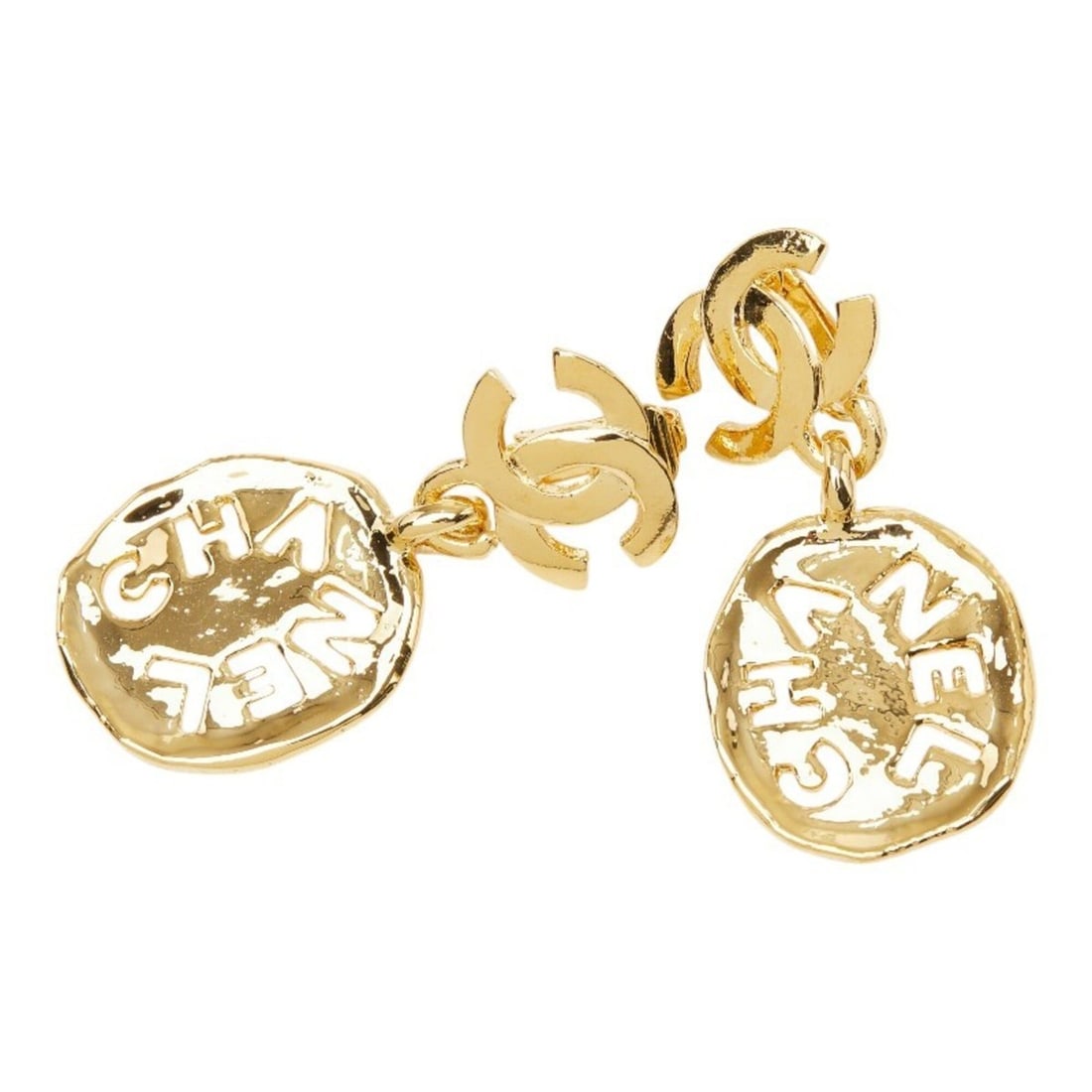 Chanel Coco Mark Vintage Earrings, Gold Plated, Women's CHANEL: --- Catalog ---Category: SizeSize (HxWxD): 50.30mm x 24.80mm / 1.98'' x 0.98''Category: DesignType: Clip earringsColor: GoldGender: WomenCategory: GeneralBrand: Chanel--- Item List ---Section: Conditi