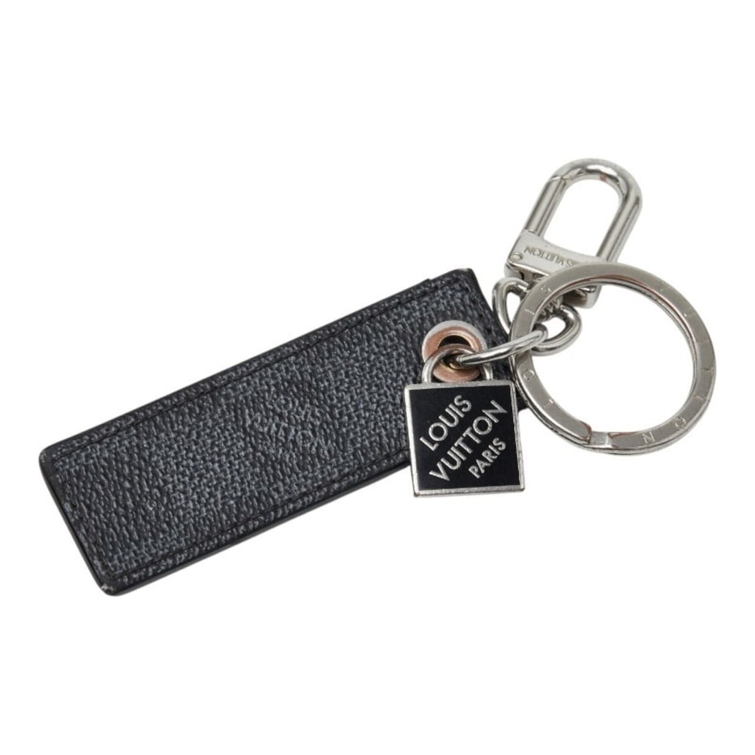 Louis Vuitton Damier Graphite Porte Clés LV Tab Keychain Keyring M80223 Black Gray Metal Men's (1 of 11)