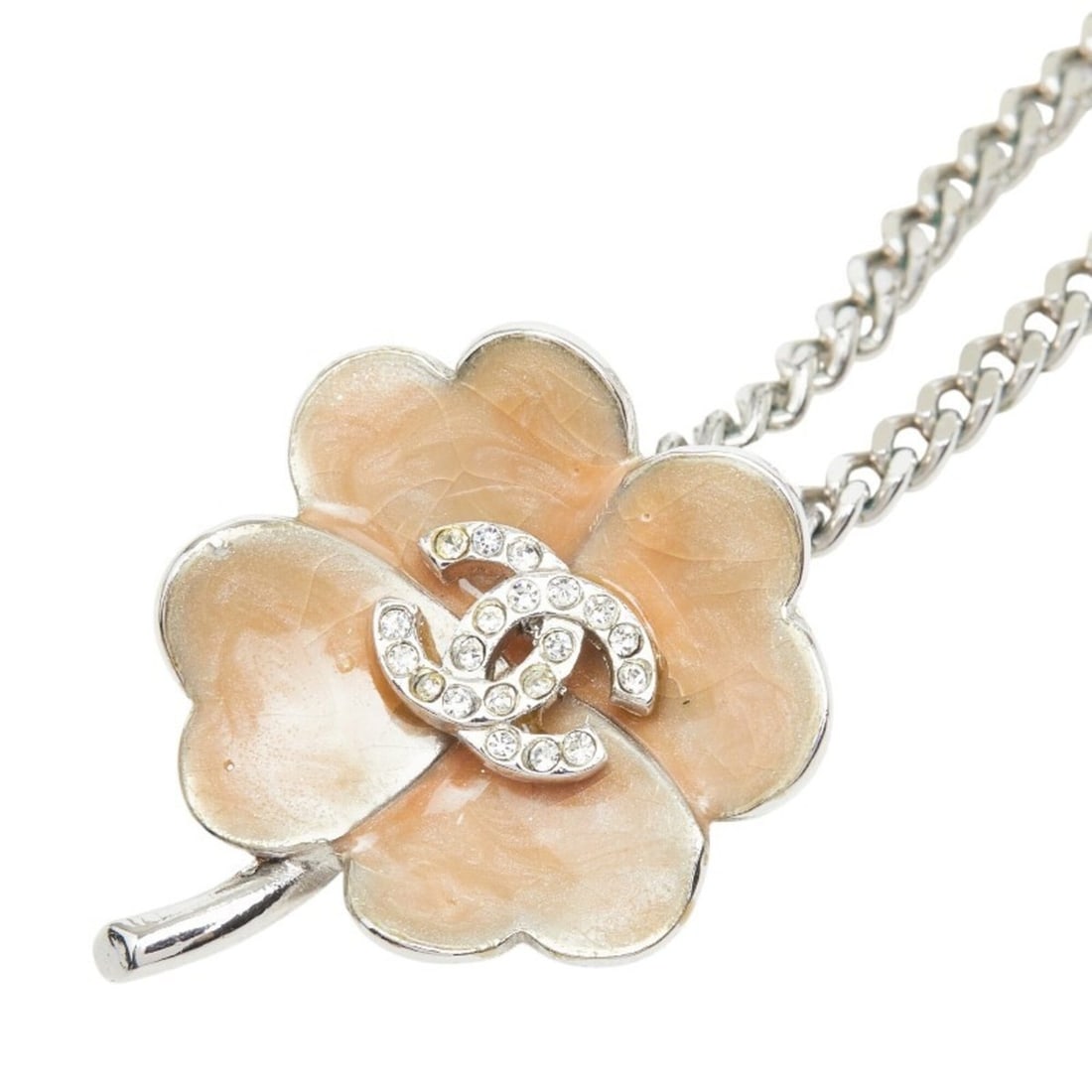 Chanel Coco Mark Chain Pendant Necklace, 04P Engraving, Silver Metal Rhinestone, Women's CHANEL: --- Catalog ---Category: SizePendant Size: 26.4mm x 21.6mm / 1.03'' x 0.85''Neck Circumference: 46 cm / 18.11''Category: DesignColor: SilverGender: WomenMaterial: Metal, RhinestoneNecklace Type: Neckl