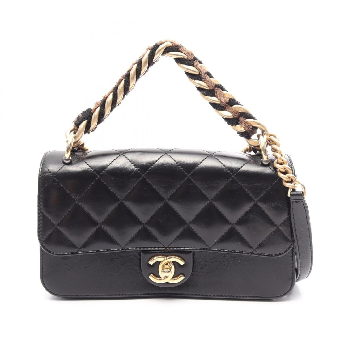 Chanel Matelassé 2-Way Shoulder Bag/Handbag, Leather, Women's, Black: --- Catalog ---Category: SizeSize (HxWxD): 14cm x 24cm / 5.51'' x 9.44''Category: DesignType: Handbag, Shoulder bagColor: BlackGender: WomenMaterial: Leather Hardware Color: GoldCategory: GeneralBrand