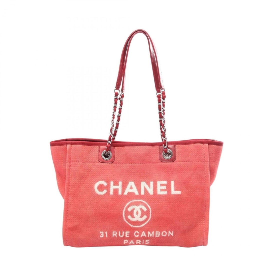 Chanel Deauville Tote Bag Handbag, Canvas and Leather, Women's, Red/Burgundy, A67001: --- Catalog ---Category: SizeSize (HxWxD): 26cm x 35cm x 14cm / 10.23'' x 13.77'' x 5.51''Category: DesignType: Handbag, Tote bagColor: Bordeaux, Red colorGender: WomenMaterial: Canvas , Leather Hardw