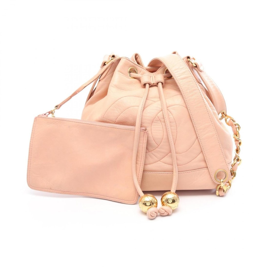 Chanel Coco Mark Drawstring Shoulder Bag/Handbag, Lambskin Leather, Women's, Pink: --- Catalog ---Category: SizeSize (HxWxD): 23cm x 20.5cm x 15cm / 9.05'' x 8.07'' x 5.9''Category: DesignType: Handbag, Shoulder bagColor: PinkGender: WomenMaterial: Leather Hardware Color: GoldLeathe