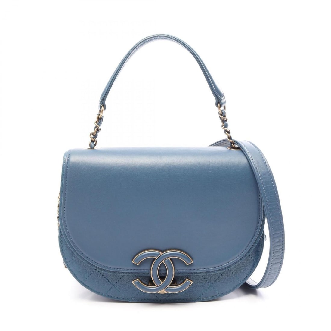 Chanel Coco Curve Small Matelassé 2-Way Shoulder Bag/Handbag, Leather, Women's, Blue (A93460): --- Catalog ---Category: SizeSize (HxWxD): 15cm x 19.5cm x 5.5cm / 5.9'' x 7.67'' x 2.16''Category: DesignType: Handbag, Shoulder bagColor: BlueGender: WomenMaterial: Leather Hardware Color: GoldCateg