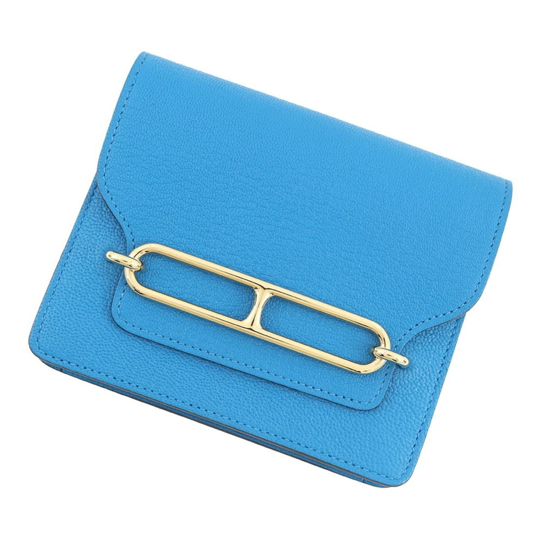 Hermes wallet, Roulis Loulis Blue Frida Chevre Mysore, B stamp, leather, coin purse, HERMES WALLET: --- Catalog ---Category: SizeSize (HxWxD): 10.5cm x 12.5cm / 4.13'' x 4.92''Category: DesignType: Coin purse/coin caseGender: WomenMaterial: Chevre myzore leather Category: GeneralBrand: HermesCountry