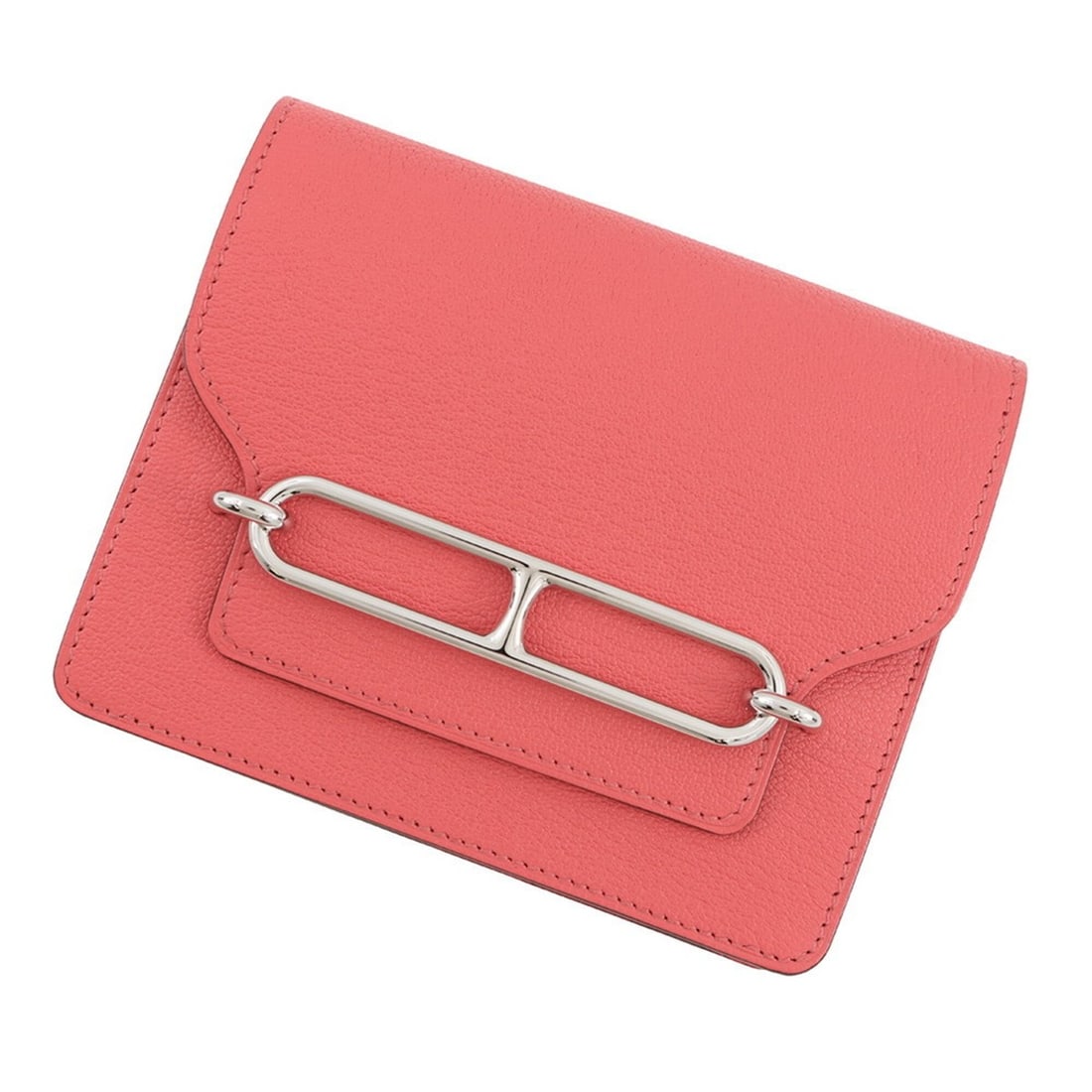 Hermes wallet, Roulis, Rose Texas, Chevre Mysore, T stamp. coin purse, business card holder/card: --- Catalog ---Category: SizeSize (HxWxD): 10.5cm x 12.5cm / 4.13'' x 4.92''Category: DesignType: Coin purse/coin caseMaterial: Chevre myzore leather Category: GeneralLine: KaraBrand: HermesCountry of