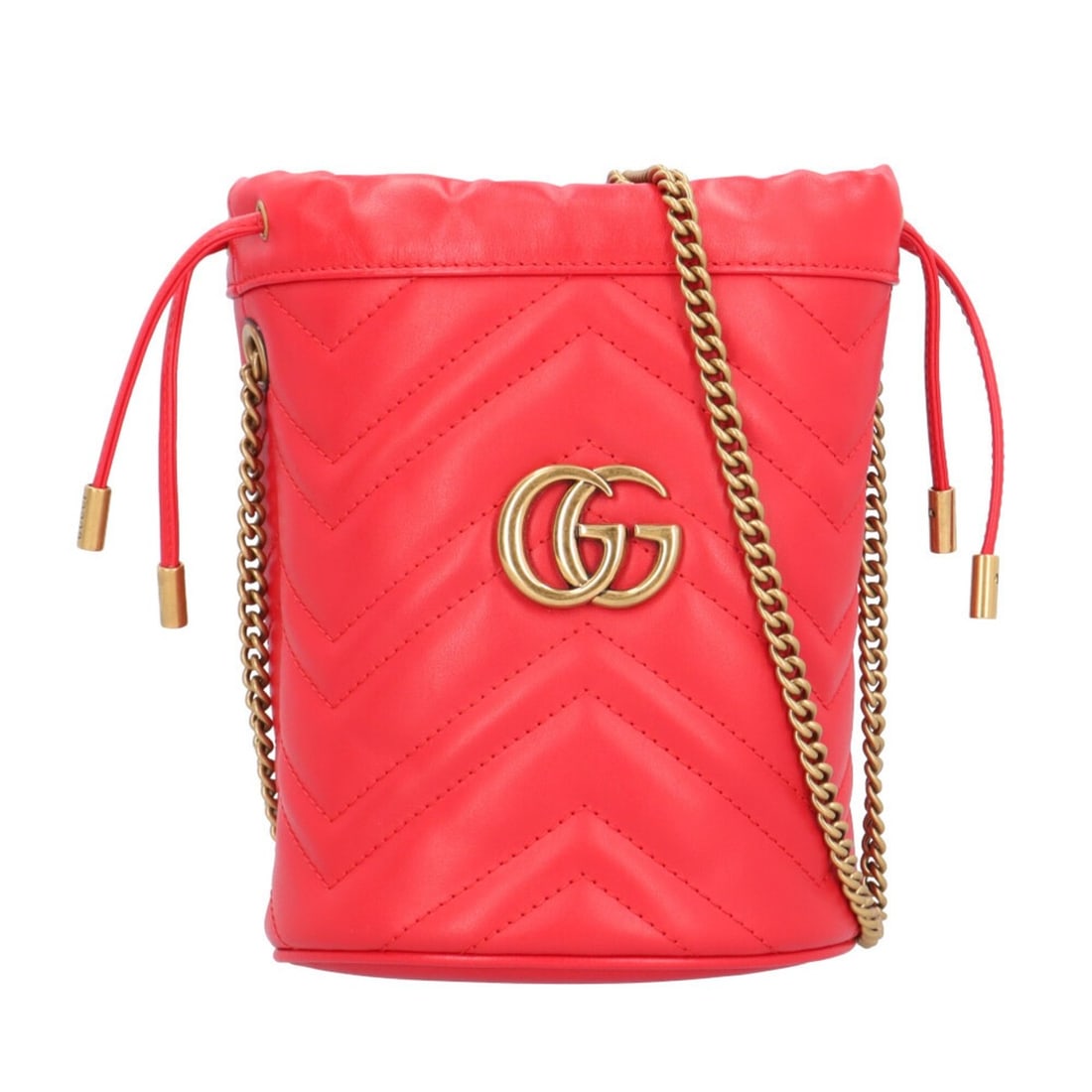 Gucci Mini Bucket GG Marmont Shoulder Bag, Leather 575163, Red, Women's, GUCCI Chain: --- Catalog ---Category: SizeSize (HxWxD): 17cm x 13cm x 11cm / 6.69'' x 5.11'' x 4.33''Category: DesignType: Shoulder bagColor: Red colorGender: WomenMaterial: Leather Category: GeneralLine: GG Marmo
