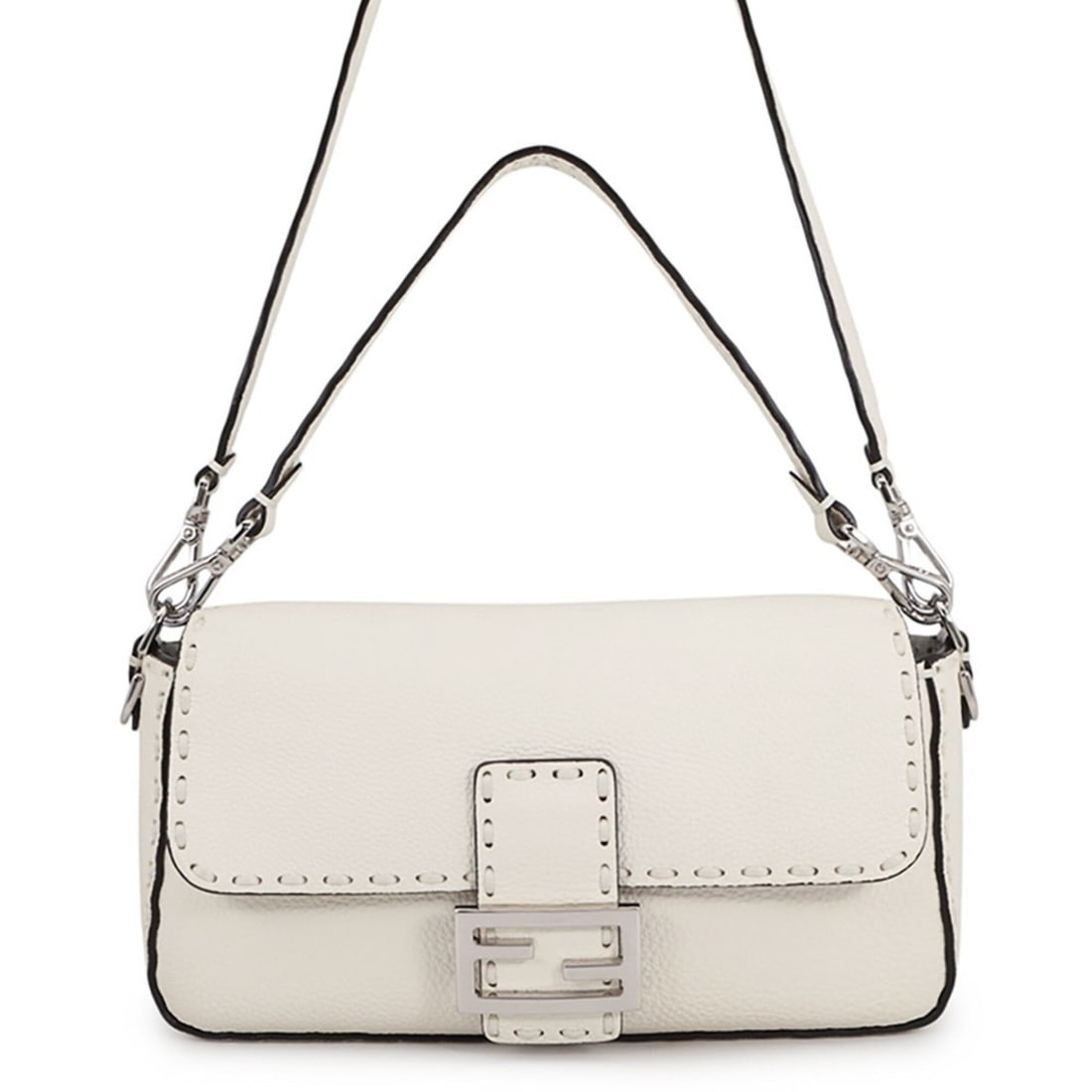 Fendi Selleria Bucket Handbag, Calf Leather, 8BR600, FENDI White, (1 of 17)
