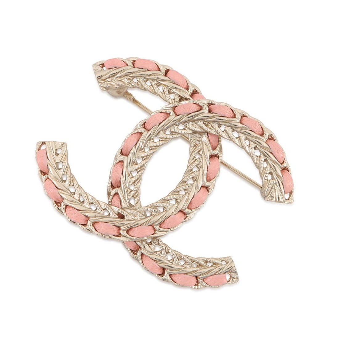 Chanel Brooch, Coco Mark, Chain Motif, Metal, Leather, B22S AB8317 CHANEL Brooch BROACH: --- Catalog ---Category: SizeSize (HxWxD): 3.7cm x 4.9cm / 1.45'' x 1.92''Category: DesignType: BroochColor: Gold, PinkFinish: Gold platedGender: WomenMaterial: LeatherCategory: GeneralBrand: ChanelCo