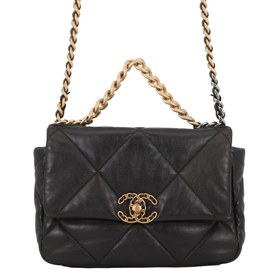 Chanel Chain Shoulder Bag CHANEL19 Flap Coco Mark Shiny Lambskin AS1160 CHANEL Black 19 Handbag (1 of 14)