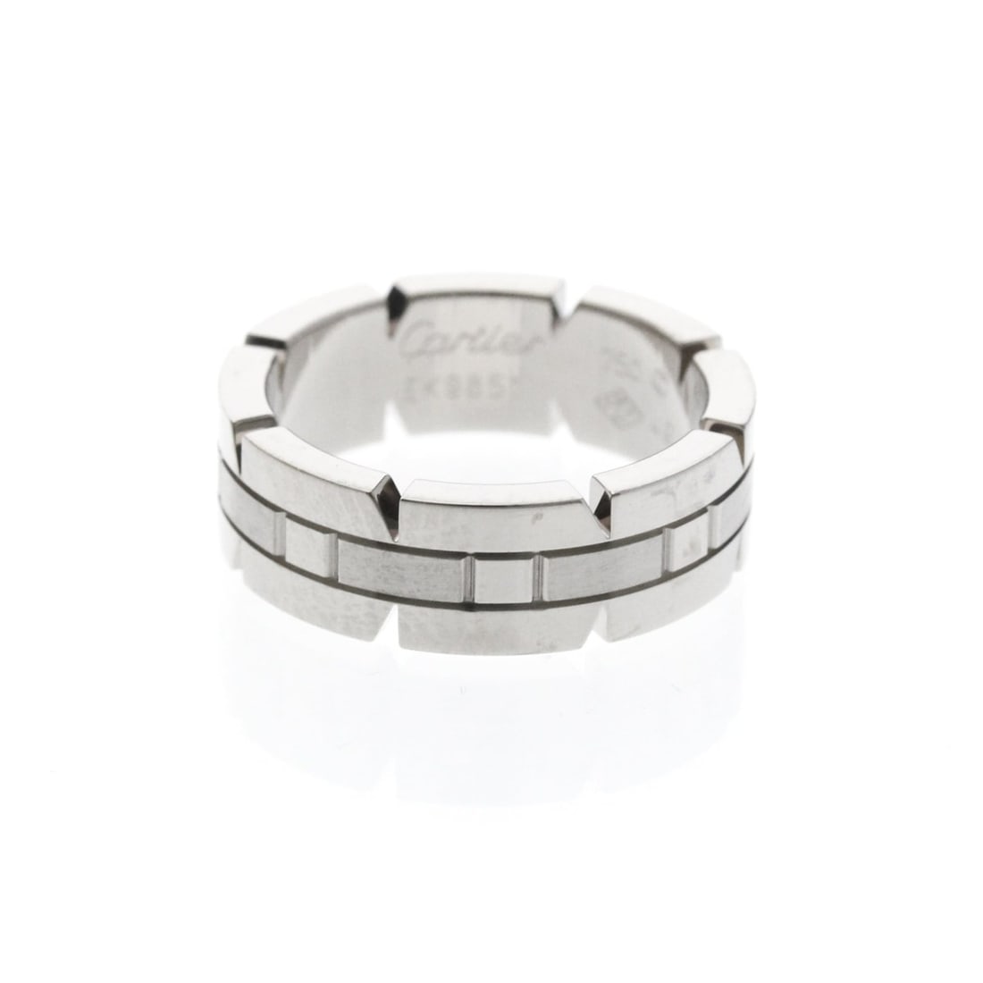 Cartier Tank Française Ring White Gold (18K) Fashion No Stone Band Ring Silver: --- Catalog ---Category: SizeWidth: 6mm / 0.24''Weight: 9g / 0.31oz.JP Size: 9US Size: 4 3/4Brand Size: 49Category: DesignType: Band ringColor: SilverMetal: White GoldStone: No StoneStyle: FashionGend