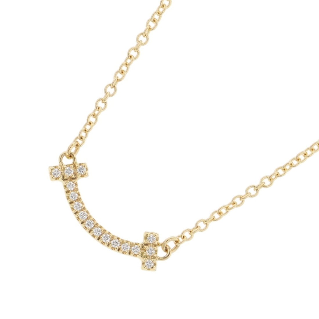 Tiffany & Co. T Smile Pendant Mini Diamond Necklace, 0.03ct total, 18K Yellow Gold, 62617683.: --- Catalog ---Category: SizeWeight: 2.3g / 0.08oz.Pendant Size: 3.6mm x 13.6mm / 0.14'' x 0.53''Neck Circumference: 41 cm - 45.5 cm / 16.14'' - 17.91''Category: DesignStone: DiamondGender: WomenMater