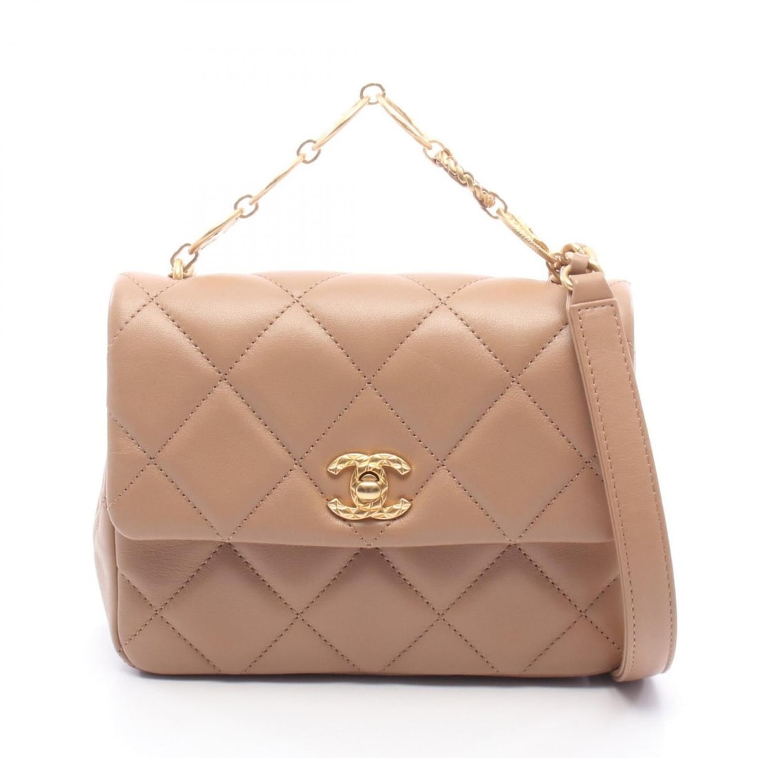 Chanel Matelassé Small Flap 2-Way Shoulder Bag/Handbag, Lambskin Leather, Women's, Brown: --- Catalog ---Category: SizeSize (HxWxD): 15cm x 18.5cm x 6.5cm / 5.9'' x 7.28'' x 2.55''Category: DesignType: Handbag, Shoulder bagColor: BrownGender: WomenMaterial: Leather Leather/Fur Type: Lambsk