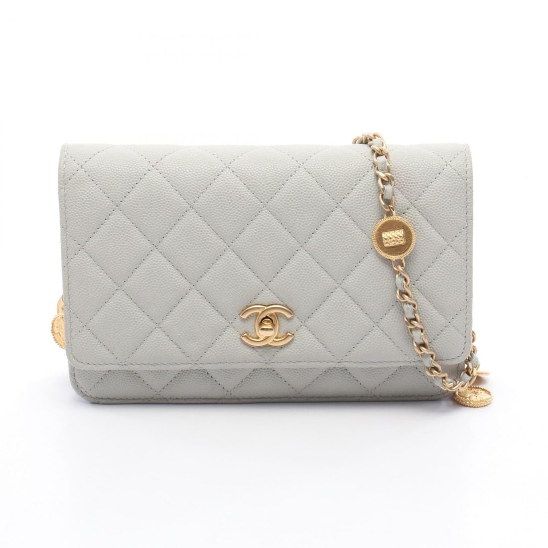 Chanel Matelassé Shoulder Bag/Handbag, Caviar Leather (Grained Calfskin), Women's, Gray: --- Catalog ---Category: SizeSize (HxWxD): 12.5cm x 19cm x 3.5cm / 4.92'' x 7.48'' x 1.37''Category: DesignType: Handbag, Shoulder bagColor: GrayGender: WomenMaterial: Grained Calfskin Category: Gener