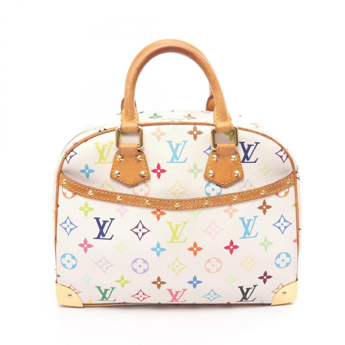Louis Vuitton Trouville Handbag, Coated Canvas and Leather, Monogram Multicolor, Women's, White: --- Catalog ---Category: SizeSize (HxWxD): 21cm x 28cm x 11cm / 8.26'' x 11.02'' x 4.33''Category: DesignType: HandbagColor: Multi-color, WhiteGender: WomenMaterial: Coated canvas , Leather Category: 