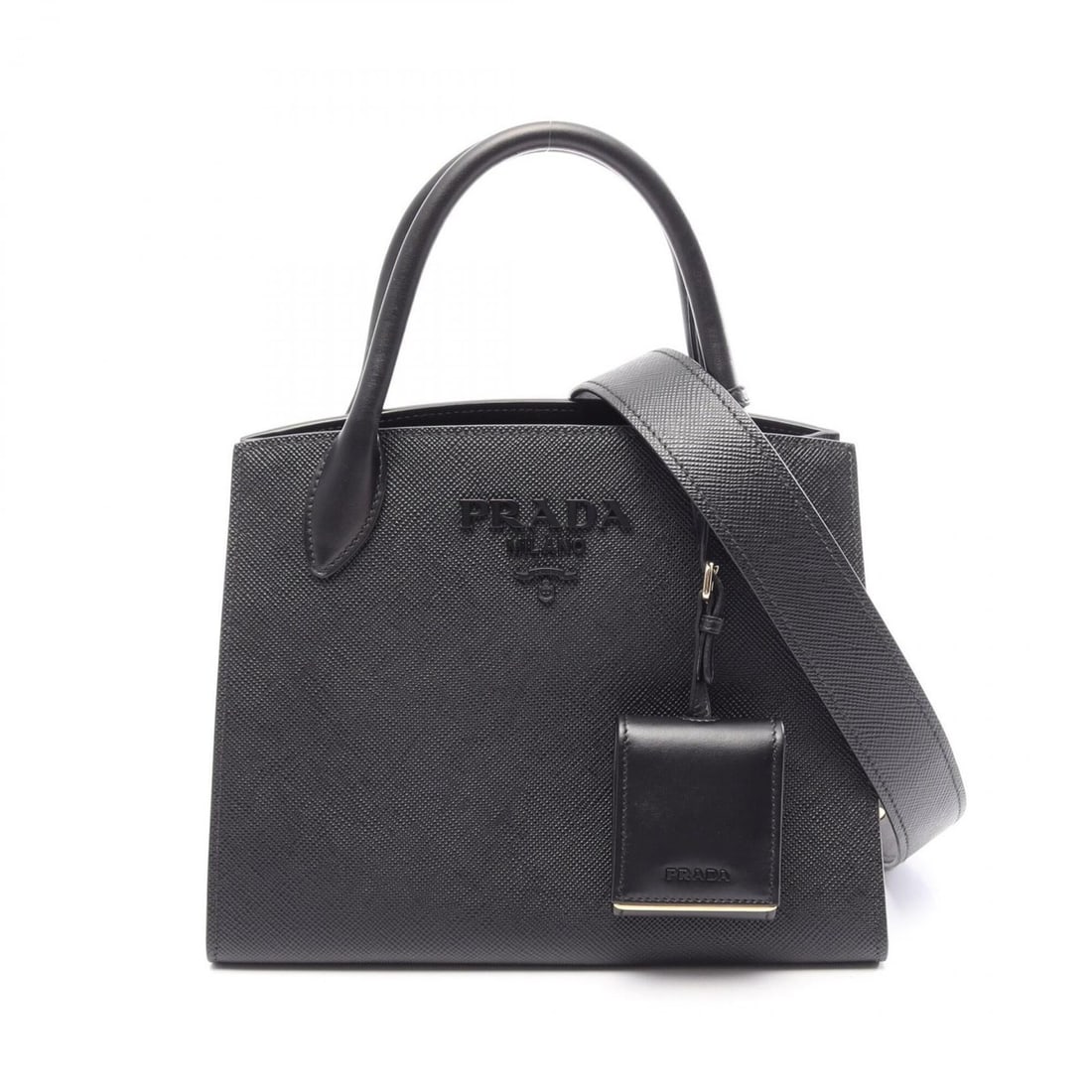 Prada SAFFIANO CUIR C Monochrome 2-Way Handbag, Saffiano Leather, Women's, Black, 1BA156: --- Catalog ---Category: SizeSize (HxWxD): 21cm x 26cm x 13cm / 8.26'' x 10.23'' x 5.11''Category: DesignType: HandbagColor: BlackGender: WomenMaterial: Saffiano Category: GeneralMPN: 1BA156Brand: Pra