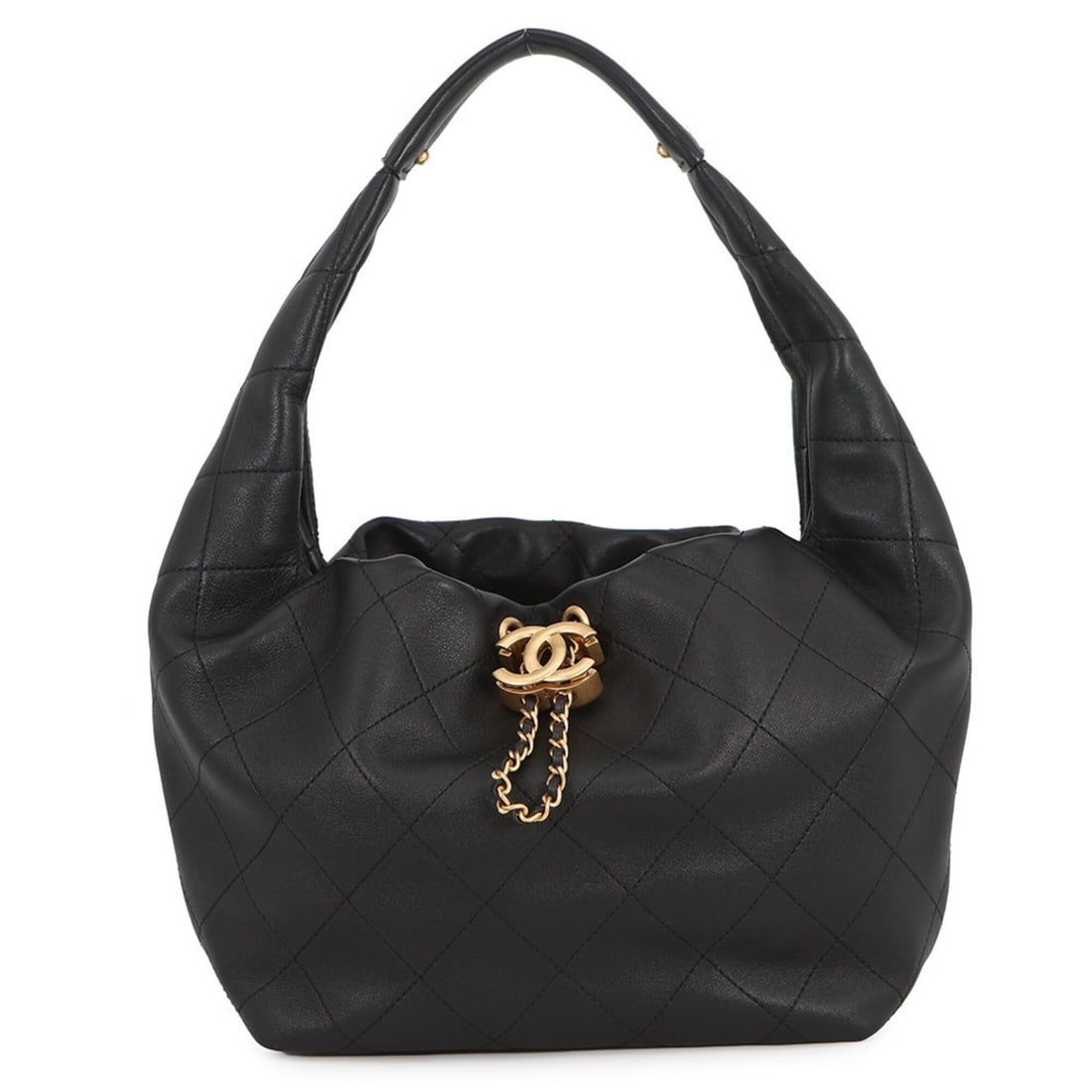 Chanel Matelassé Hobo Bag with Coco Mark, Calfskin, AS5976, Black, Handbag for Women.: --- Catalog ---Category: SizeWeight: 360g / 12.69oz.Size (HxWxD): 17cm x 20cm x 10.5cm / 6.69'' x 7.87'' x 4.13''Category: DesignType: HandbagColor: BlackGender: WomenMaterial: Leather Hardware Color: