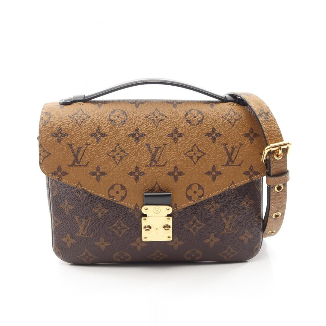 Louis Vuitton Pochette Metis MM Monogram Reverse 2-Way Handbag, Coated Canvas Leather, Women's,: --- Catalog ---Category: SizeSize (HxWxD): 18cm x 25cm x 7.5cm / 7.08'' x 9.84'' x 2.95''Category: DesignType: Handbag, PochetteColor: Black, BrownGender: WomenMaterial: Coated canvas , Leather Catego