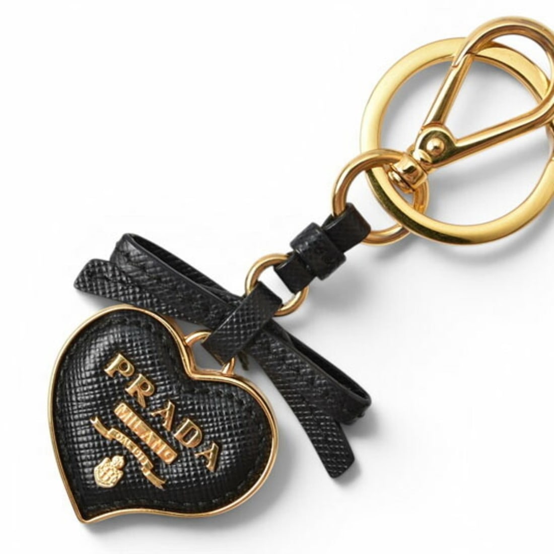 Prada Keyring/Keychain PRADA Trick Heart/TRICK PELLE Black/Gold 1TL126 (1 of 10)