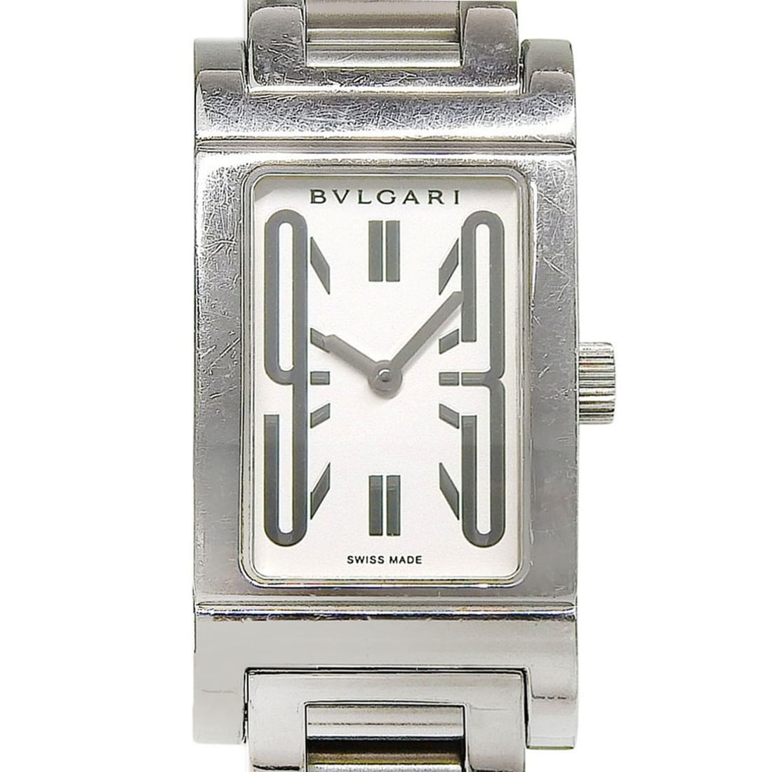 Bulgari BVLGARI Rettangolo RT39S Square White Dial Stainless Steel Quartz Battery Operated Women's: --- Catalog ---Category: SizeWrist Size: 16cm / 6.29''Case Diameter: 21mm / 0.83''Category: DesignType: WristwatchGender: WomenColor (Dial): WhiteMaterial (Band): Stainless steelMaterial (Case): Stain