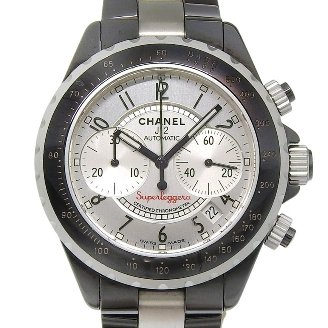 Chanel J12 Superleggera Chrono Silver Dial H1624 Aluminum/Ceramic Automatic 41mm Watch: --- Catalog ---Category: SizeWrist Size: 18cm / 7.08''Case Diameter: 41mm / 1.61''Category: DesignType: WristwatchGender: MenColor (Dial): SilverMaterial (Band): Aluminum, CeramicMaterial (Case): Alum