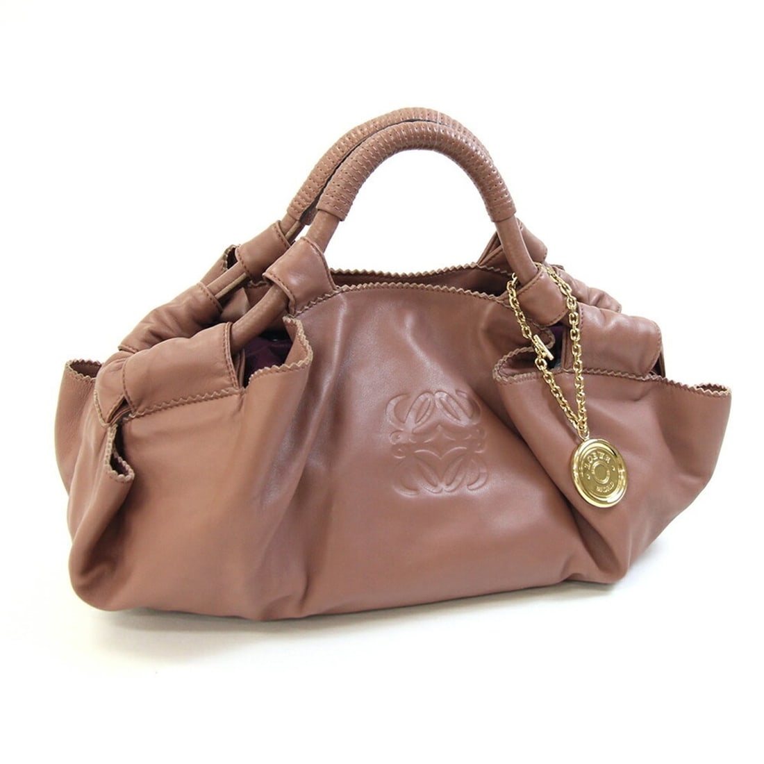 Loewe handbag, Nappa Aire 315.82.B52, pink-brown leather, Anagram pattern, women's.: --- Catalog ---Category: SizeSize (HxWxD): 19cm x 38cm x 12cm / 7.48'' x 14.96'' x 4.72''Category: DesignType: HandbagColor: Brown, PinkGender: WomenMaterial: Leather Category: GeneralMPN: 315.82.B52B