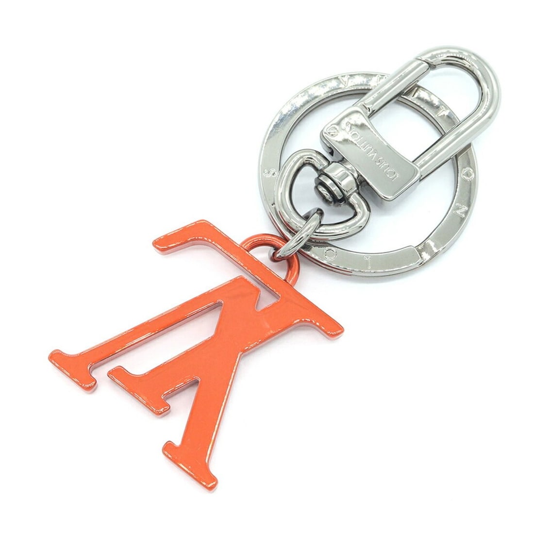 Louis Vuitton Accessory Bag Charm Portefeuille LV Upside Down MP1986 Orange Silver Keyring Keychain (1 of 14)
