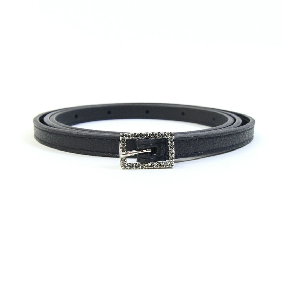 Saint Laurent Belt 710085 Black Leather Rhinestone for Women SAINT LAURENT: --- Catalog ---Category: SizeWidth: 8mm / 0.31''Length: 75cm - 85cm / 29.52'' - 33.46''Category: DesignType: Standard beltColor: BlackGender: WomenEmbellishment: RhinestoneMaterial (Strap): Leather Ca