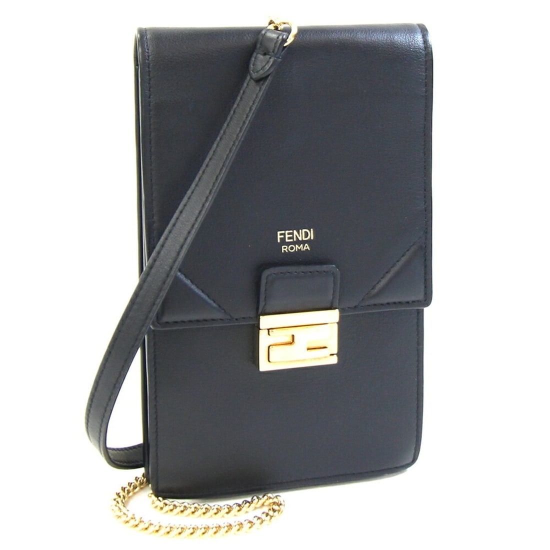 Fendi Shoulder Bag 8M0436 Black Leather Chain Smartphone Pouch Crossbody Women's FENDI: --- Catalog ---Category: SizeSize (HxWxD): 19cm x 11.5cm x 2cm / 7.48'' x 4.52'' x 0.78''Category: DesignType: Pochette, Shoulder bagColor: BlackGender: WomenMaterial: Leather Category: GeneralMPN: 8M