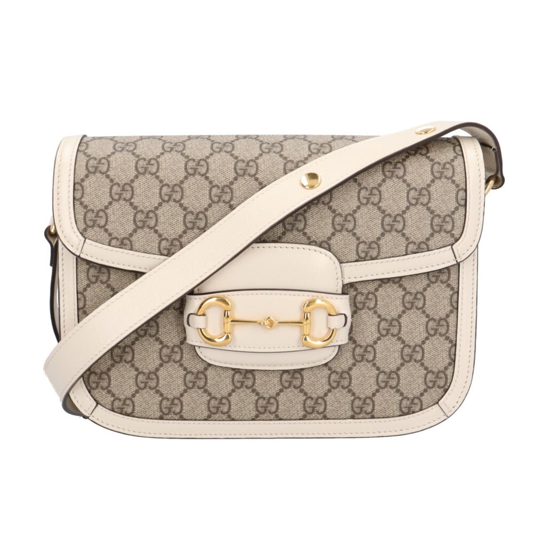 Gucci Medium Horsebit 1955 Shoulder Bag, GG Supreme Canvas 602204, Beige, Women's GUCCI: --- Catalog ---Category: SizeSize (HxWxD): 18cm x 25cm x 7cm / 7.08'' x 9.84'' x 2.75''Category: DesignType: Shoulder bagColor: Beige, WhiteGender: WomenMaterial: GG Supreme , Canvas , Leather Categor