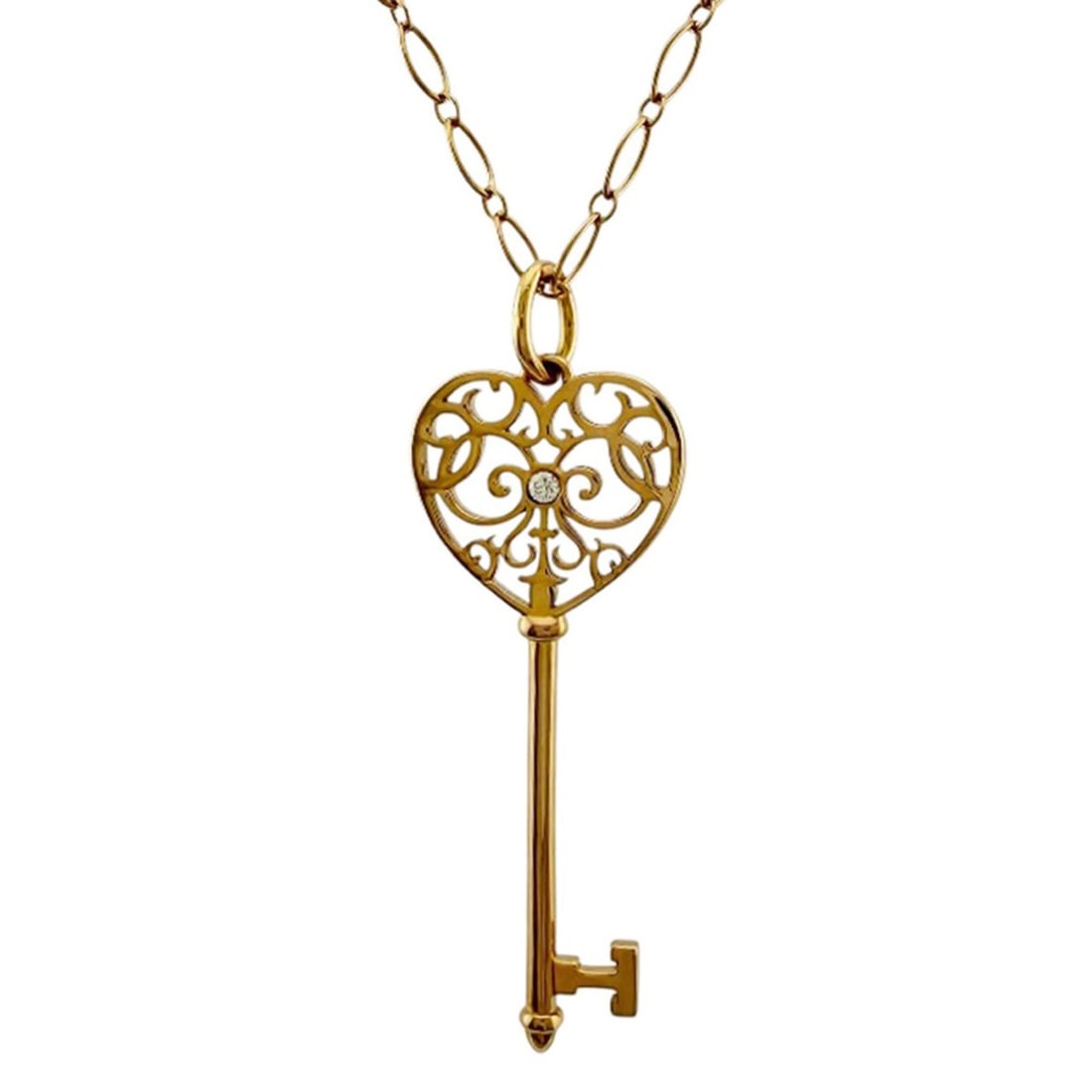 Tiffany & Co. Enchard Heart Necklace, 18K Pink Gold, Diamond, Women's.: --- Catalog ---Category: SizePendant Size: 46mm x 16mm / 1.81'' x 0.62''Neck Circumference: 76 cm / 29.92''Category: DesignColor: Pink goldGender: WomenMaterial: Pink gold (18K)Necklace Type: Necklace