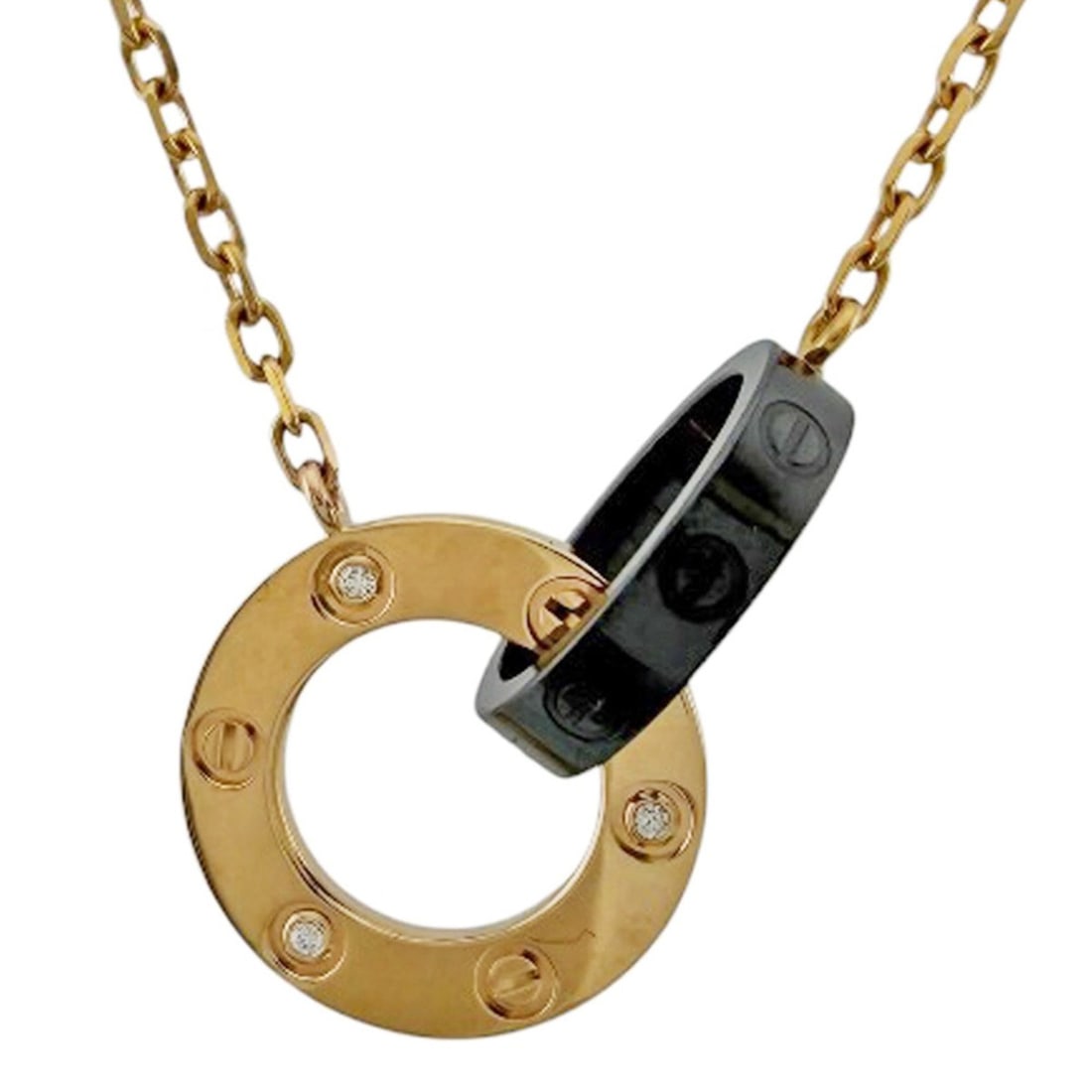 Cartier necklace, 18K pink gold, diamond, women's, CARTIER: --- Catalog ---Category: SizePendant Size: 13mm x 24mm / 0.51'' x 0.94''Neck Circumference: 41 cm / 16.14''Category: DesignColor: Pink goldGender: WomenMaterial: Ceramic, Pink gold (18K)Necklace Type: