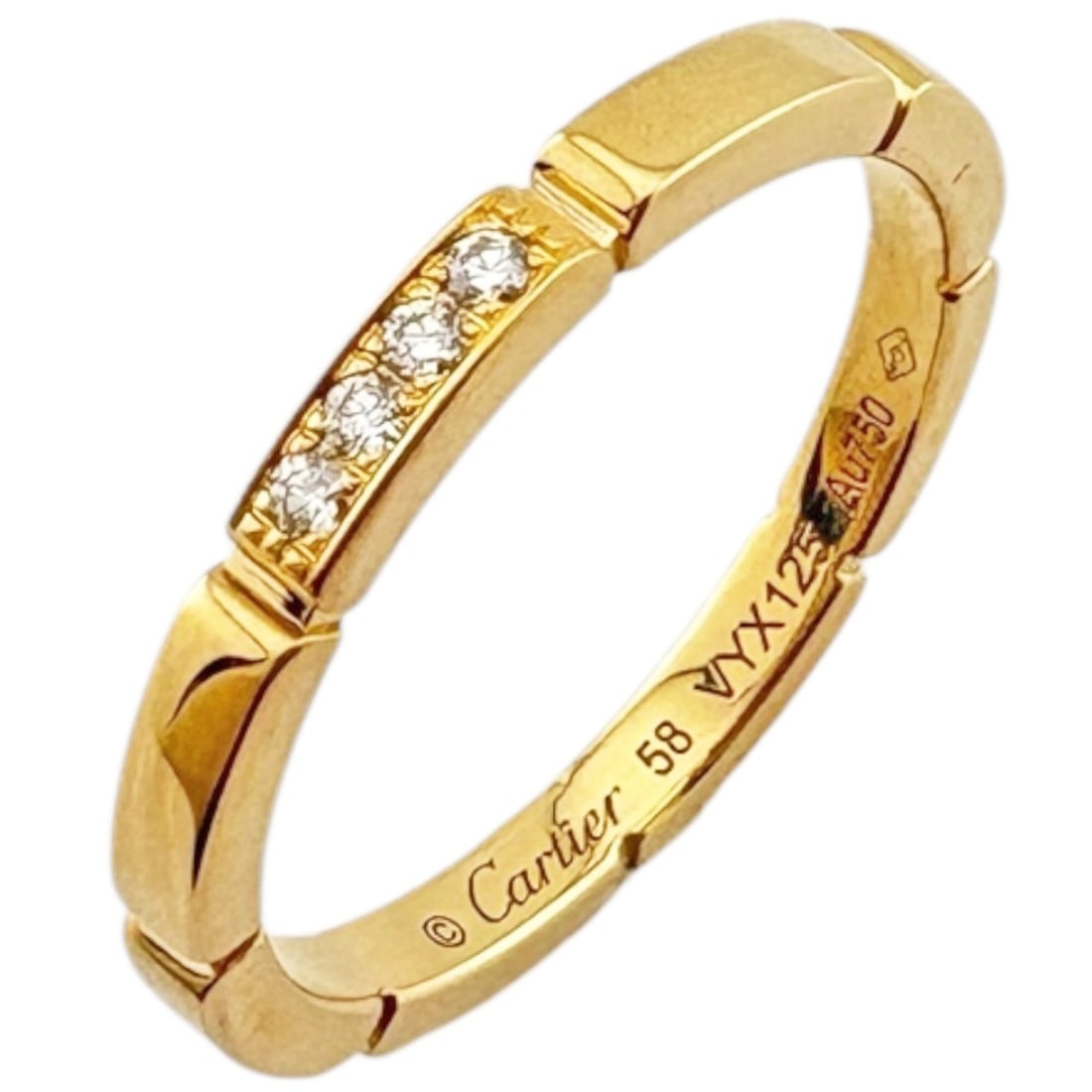 Cartier Maillon Panthère Ring, 18K Yellow Gold, 58ct Diamonds, Women's CARTIER: --- Catalog ---Category: SizeJP Size: 17.5US Size: 8.5Category: DesignType: Band ringColor: GoldGender: Women,MenMaterial: Yellow gold (18K)Category: GeneralBrand: Cartier--- Item List ---Section: Con