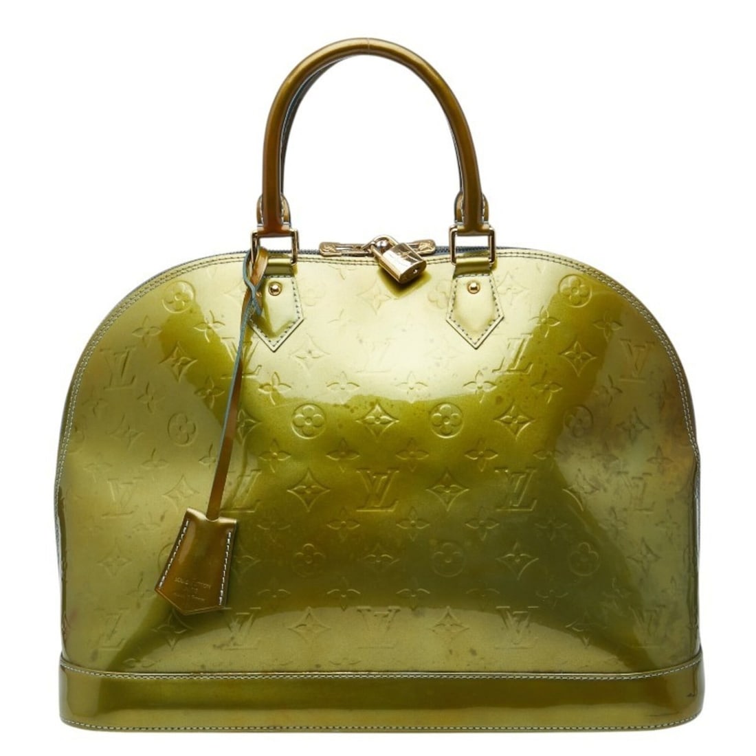 Louis Vuitton Monogram Vernis Alma GM Handbag, Green Patent Leather, Women's LOUIS VUITTON: --- Catalog ---Category: SizeSize (HxWxD): 29cm x 39cm x 18.5cm / 11.41'' x 15.35'' x 7.28''Category: DesignType: HandbagColor: GreenGender: WomenMaterial: Patent leather Category: GeneralBrand: Louis