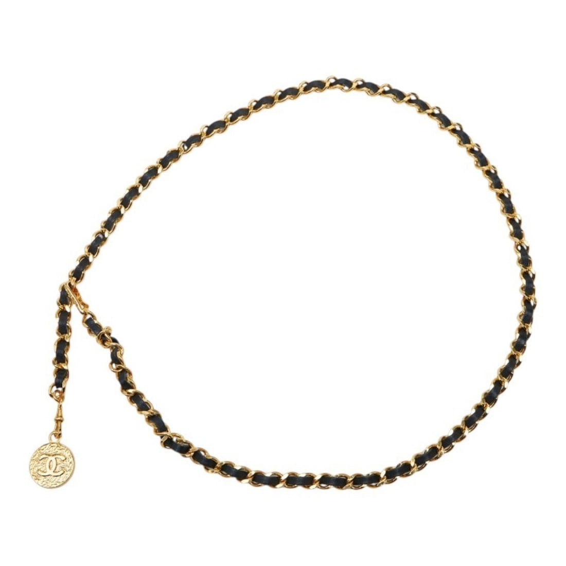 Chanel Coco Mark Vintage Waist Chain Belt 1982 Gold Black Plated Leather Women's CHANEL: --- Catalog ---Category: SizeLength: 97cm / 38.18''Category: DesignType: Chain beltColor: Black, GoldGender: WomenMaterial (Strap): Leather Category: GeneralBrand: Chanel--- Item List ---Section: Cond