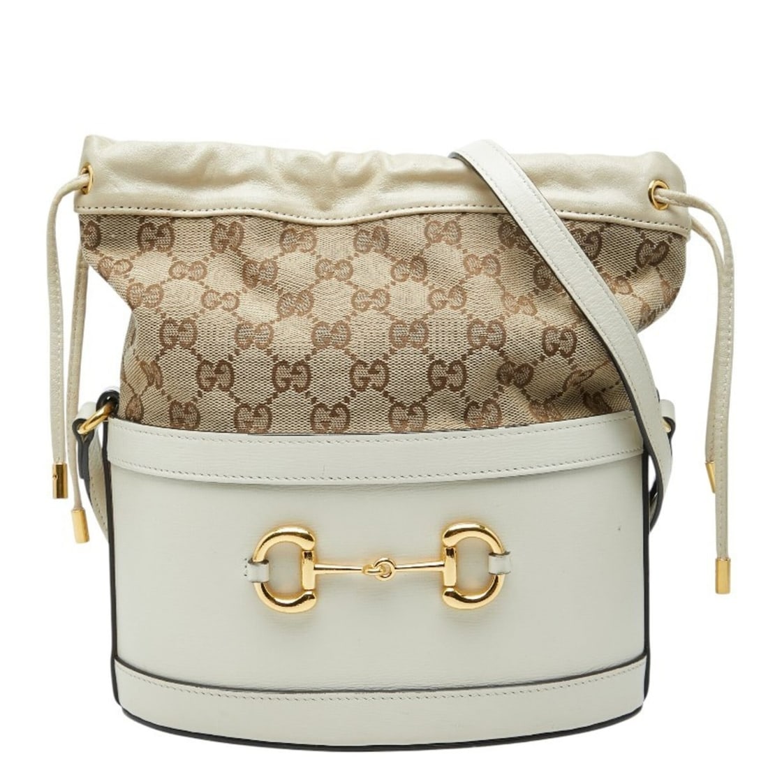Gucci GG Canvas Horsebit 1955 Shoulder Bag Bucket 602118 Beige White Leather Women's GUCCI: --- Catalog ---Category: SizeSize (HxWxD): 25.5cm x 22.5cm x 12.5cm / 10.03'' x 8.85'' x 4.92''Category: DesignType: Shoulder bagColor: Beige, WhiteGender: WomenMaterial: Canvas , Leather Category: Ge