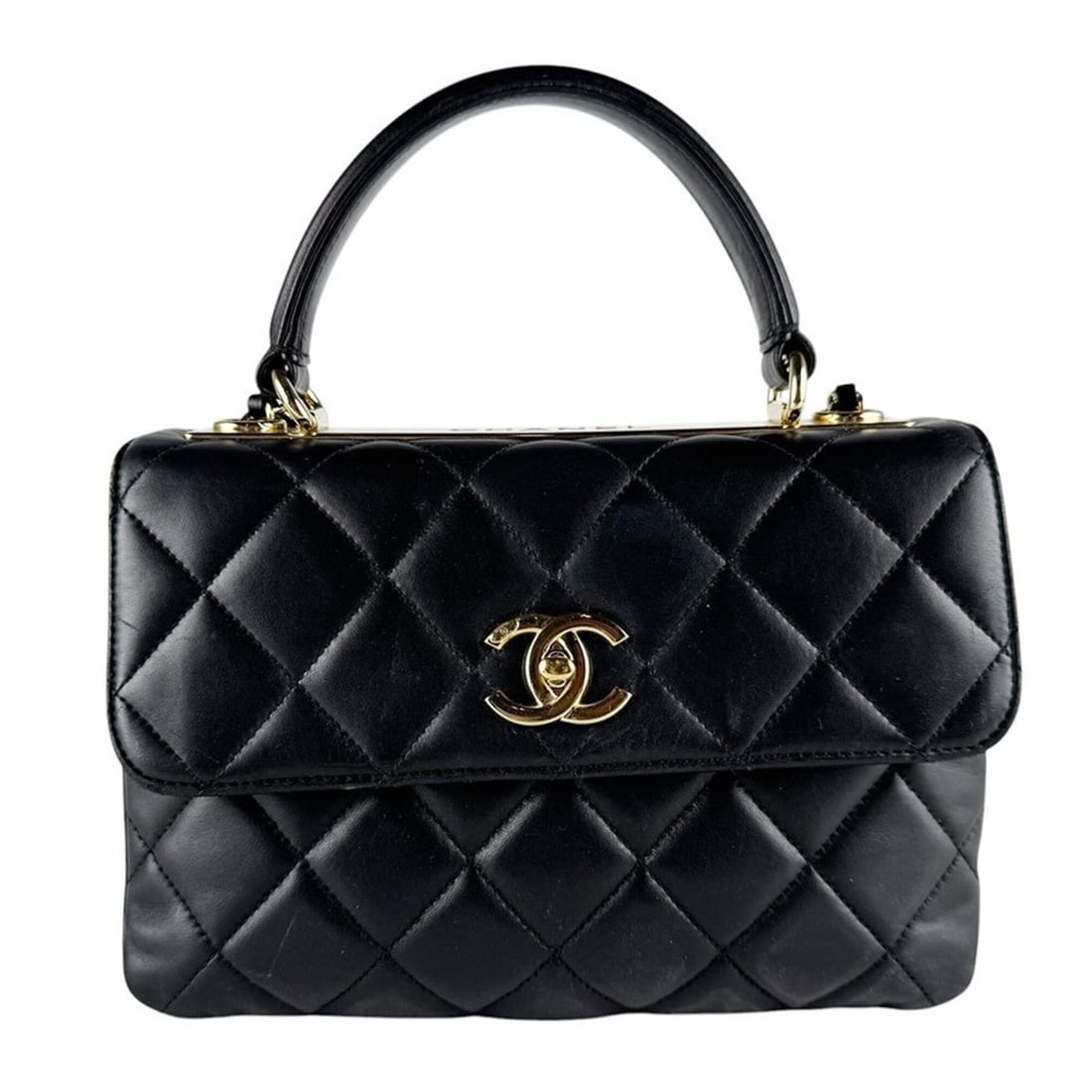 Chanel CHANEL Handbag Shoulder Bag Trendy CC Lambskin Black Gold Women's z10298 (1 of 14)