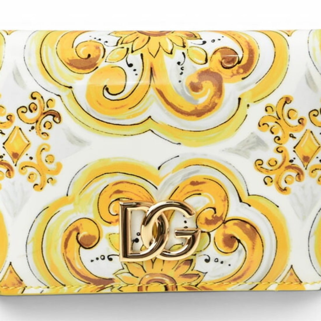 Dolce & Gabbana Continental Wallet, DOLCE&GABBANA Bi-fold Majolica Print, Yellow, BI1211AQ240HG3OB: --- Catalog ---Category: SizeSize (HxWxD): 8.5cm x 11cm x 2cm / 3.34'' x 4.33'' x 0.78''Category: DesignType: Wallet (bi-fold)Color: YellowGender: WomenClosure: Snap fastenerMaterial: Leather Leather/