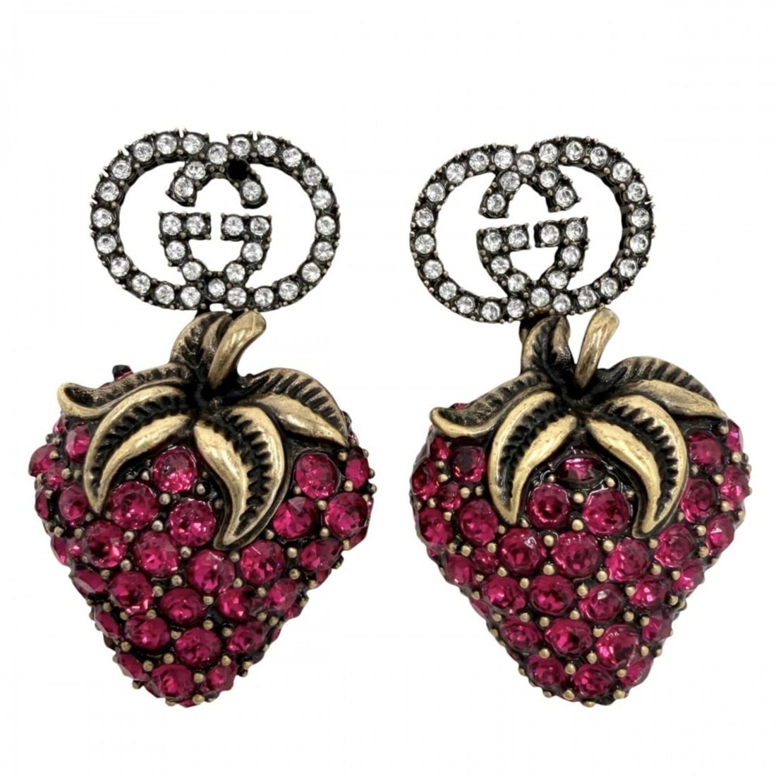 Gucci Earrings for Women, Strawberry Motif, Interlocking G Design, Strawberry, Rhinestone, Pink: --- Catalog ---Category: SizeSize (HxWxD): 30.00mm x 17.00mm x 5.00mm / 1.18'' x 0.67'' x 0.20''Category: DesignType: Stud earringsColor: Gold, PinkGender: WomenMaterial: RhinestoneCategory: GeneralBr