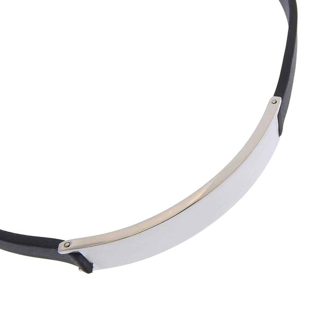 Gucci bracelet/choker, 925 sterling silver and rubber, approximately 25.9g, unisex.: --- Catalog ---Category: SizeNeck Circumference: 35 cm / 13.77''Category: DesignGender: Women,MenMaterial: Rubber, Silver 925Necklace Type: ChokerCategory: GeneralBrand: Gucci--- Item List ---Section: