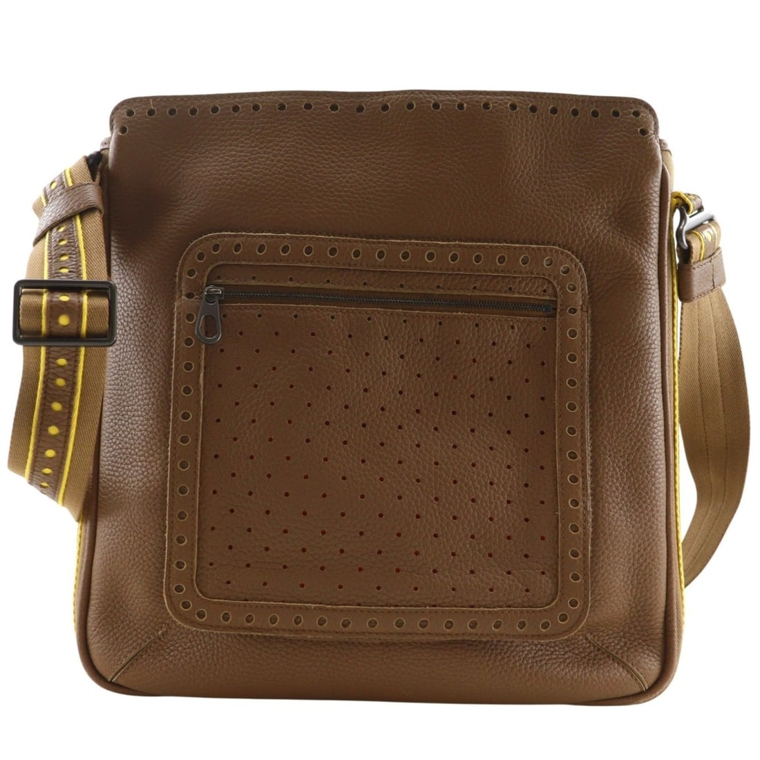 Bottega Veneta perforated leather shoulder bag, brown, A5 size, unisex. (1 of 16)