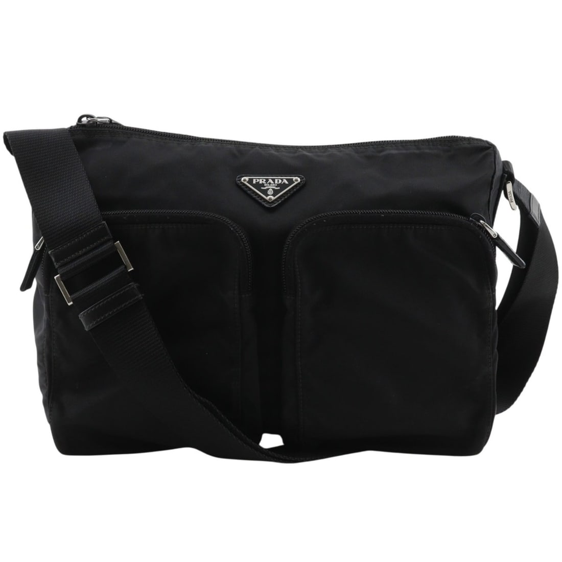 Prada shoulder bag, nylon, black, A5 size, unisex.: --- Catalog ---Category: SizeSize (HxWxD): 22cm x 30cm x 12cm / 8.66'' x 11.81'' x 4.72''Category: DesignType: Shoulder bagColor: BlackGender: Men,WomenMaterial: Nylon Category: GeneralBrand: Prada---