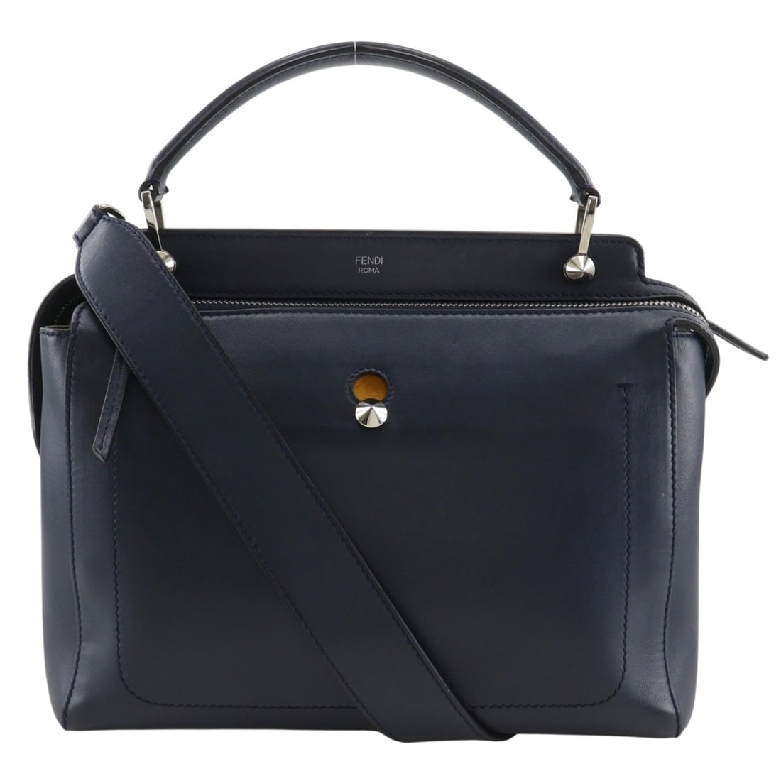Fendi Dotcom Handbag, 2-Way Shoulder Bag, Calfskin, Navy, A5 Size, Women's: --- Catalog ---Category: SizeSize (HxWxD): 22cm x 30cm x 14cm / 8.66'' x 11.81'' x 5.51''Category: DesignType: HandbagColor: NavyGender: WomenMaterial: Leather Leather/Fur Type: CalfskinCategory: Gene