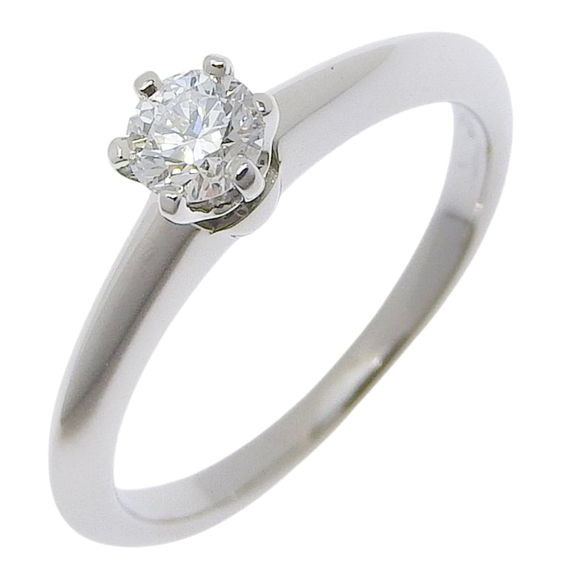 Tiffany & Co. Solitaire Ring, Size 6.5, Platinum 950 with 0.19g Diamond, Approx. 3g, Women's.: --- Catalog ---Category: SizeJP Size: 6.5US Size: 3.5Category: DesignType: Band ringGender: WomenMaterial: Platinum 950Category: GeneralBrand: Tiffany--- Item List ---Section: ConditionRanking: Rank A