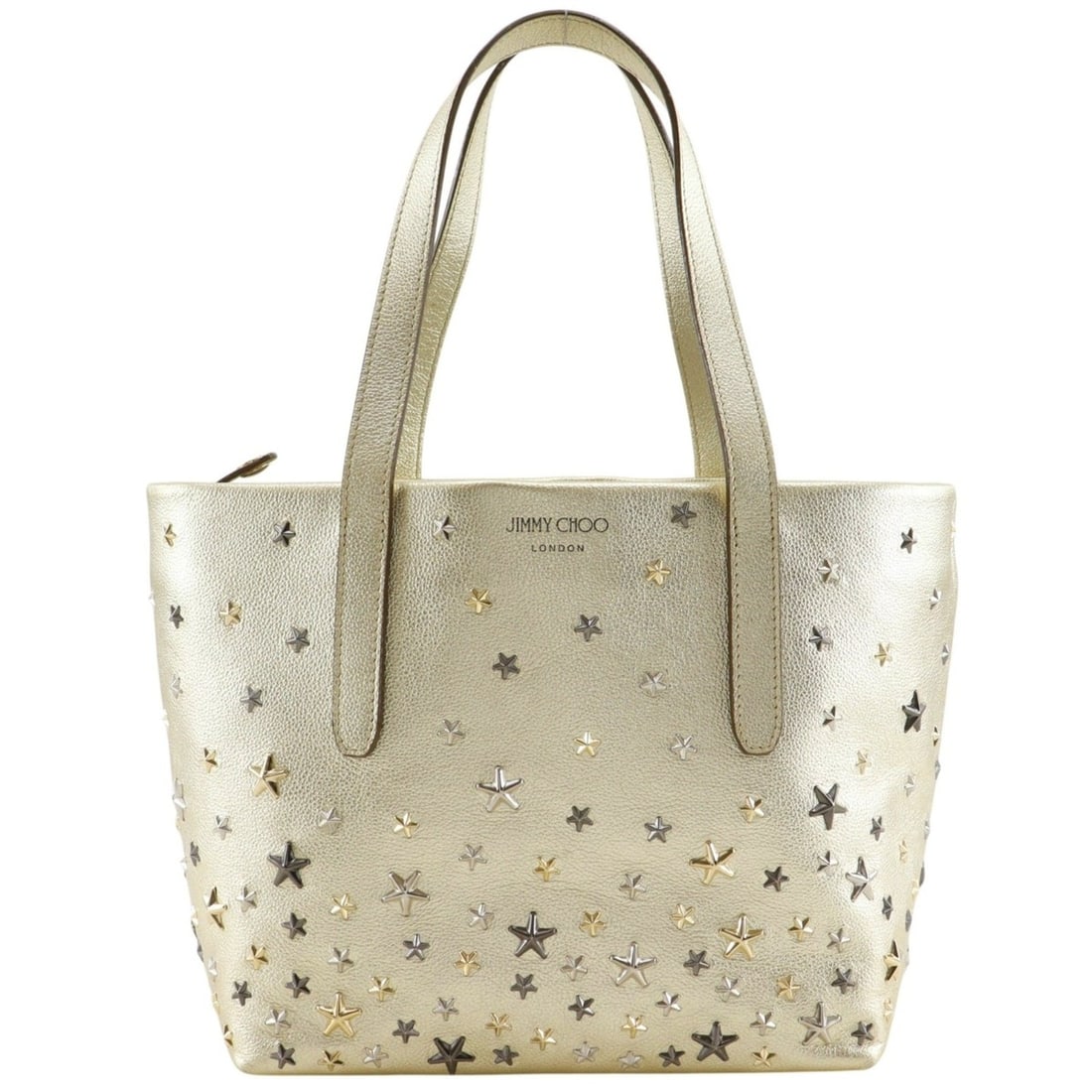 Jimmy Choo Sofia Tote Bag, Star Studded Leather, Silver Star, A5 Size, Women's: --- Catalog ---Category: SizeSize (HxWxD): 21cm x 23cm x 15cm / 8.26'' x 9.05'' x 5.9''Category: DesignType: Tote bagColor: SilverGender: WomenMaterial: Leather Category: GeneralBrand: Jimmy Choo--- I