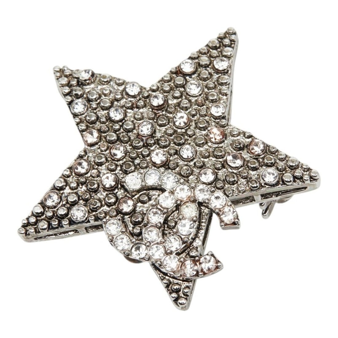 Chanel Coco Mark Star Motif Brooch, 05A Stamp, Silver Metal Rhinestone, Women's CHANEL: --- Catalog ---Category: SizeSize (HxWxD): 4.37cm x 4.47cm / 1.72'' x 1.75''Category: DesignType: BroochColor: SilverStone: RhinestoneGender: WomenMaterial: MetalCategory: GeneralBrand: Chanel--- Item