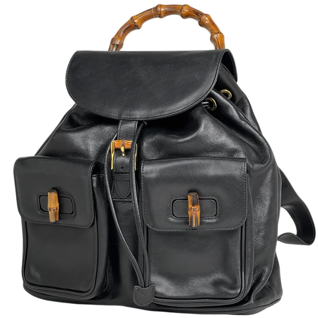 Gucci Bamboo Backpack, Daypack, 00320580016, Leather, Black, Women's (1 of 10)